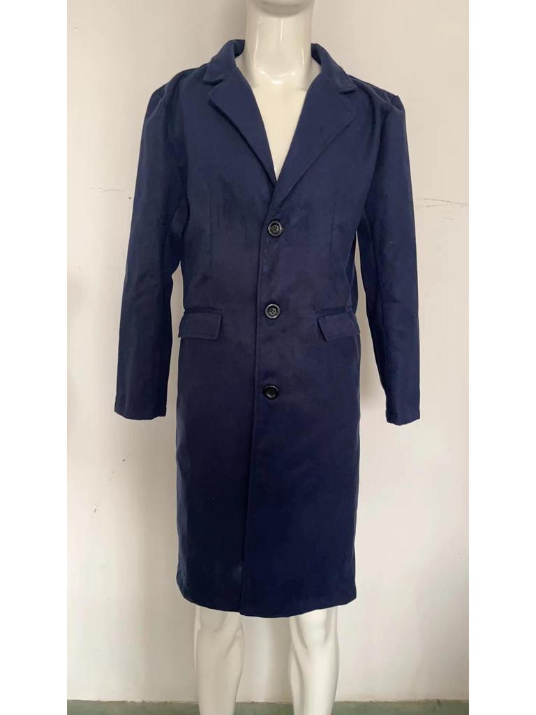 Men's Woolen Five-Color Long Trench Coat - British Style
