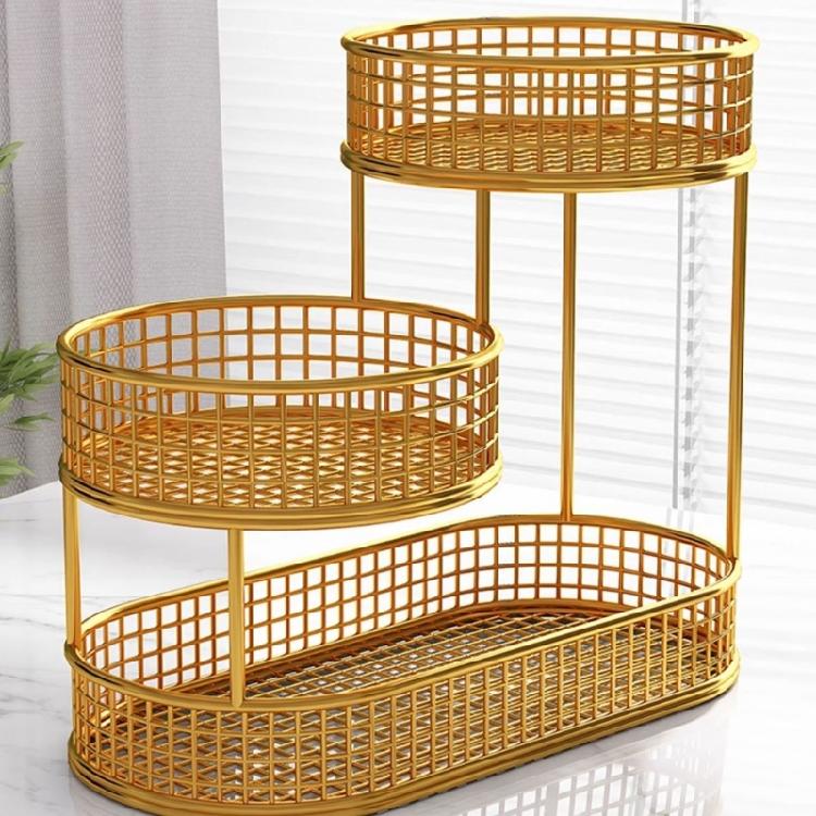 Contemporary Tiered Metal Serving Dish for Fruits Bolts Kitchen Counter Organization