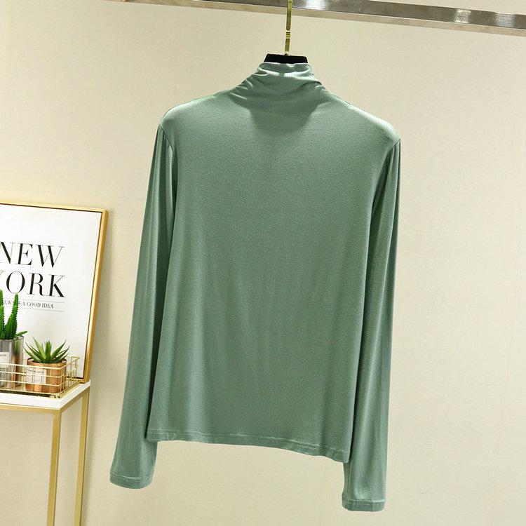 

Женская приталенная футболка с длинным рукавом из модала с полувысоким воротником для весны и осени XL