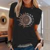 Women Summer Tops Short Sleeves Round Neck Ethnic Print Loose Pullover T-Shirts Bottoming Shirts