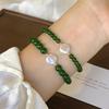 Green Jasper Irregular Freshwater Pearl Bracelet - Elastic Adjustable Bead Necklace - Small-sized Agate Bracelet for The Niche Market