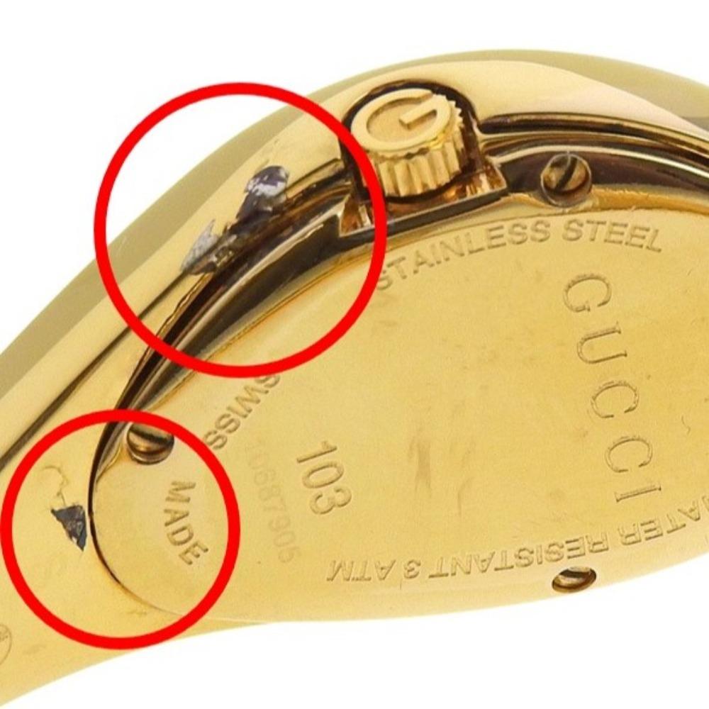 GUCCI Horsebit Watches YA103 whiteDial Plated Gold Quartz Analog display Women Used