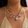 Boho Ocean Theme Jewelry Set for Women Metal Starfish Conch Imitation Pearl Pendant Earrings Necklace Beach Party Jewelry Gifts