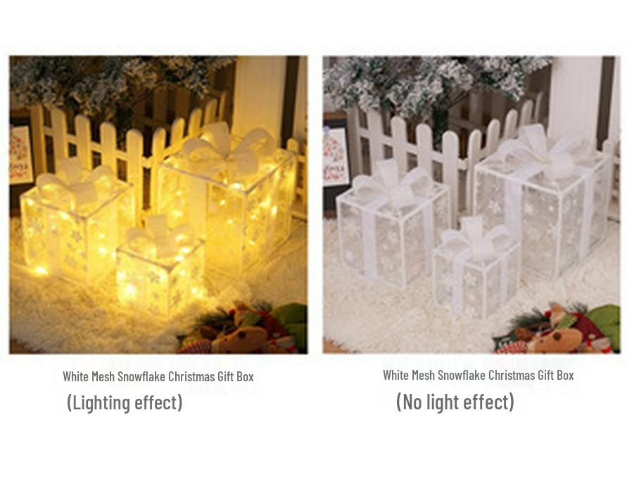 Christmas Gift Box Set: 3-Piece String Lights with Ornaments for Room Decor