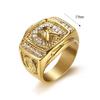 Fashion Punk Golden Color Animal Horse Head Rings for Men 316L Stainless Steel Big Rapper Ring Biker Band Hip Hop Party Jewelry