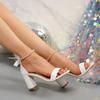 Fashion Women with Skirt Sandals New Summer Net Celebrity Pearl One-line Belt Fairy Style Block Heel Roman High Heels