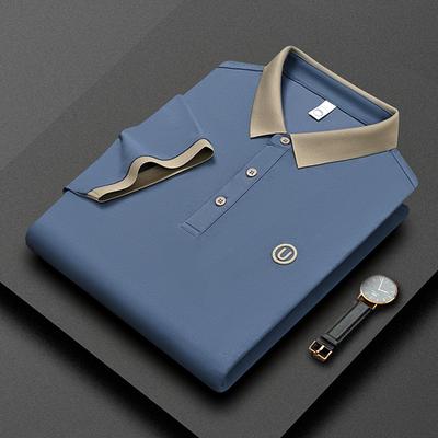 Short Sleeve T-Shirt Men'S Business Casual Letter Embroidered Lapel Polo Shirt Men'S Half Sleeve Top