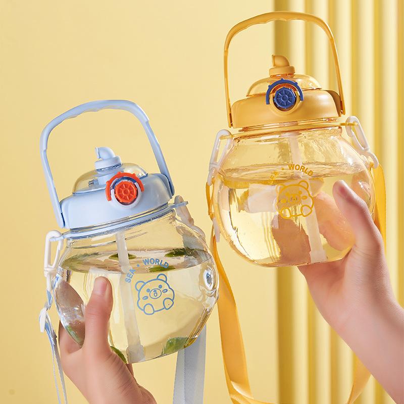 Cute pot belly cup kids outdoor water cup submarine with straw with portable space water bottle