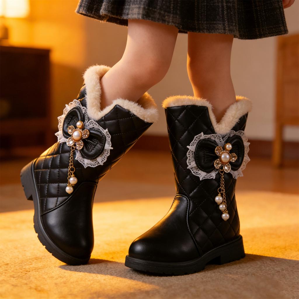 Modische Bequeme Schleife Warme Stiefel Für Kleine Mädchen