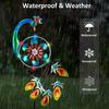 Waterproof Metal Peacock LED Solar Lights Decor Rainbow Wind Spinners Stake Windmill Pinwheels Insert Garden Yard Lawn