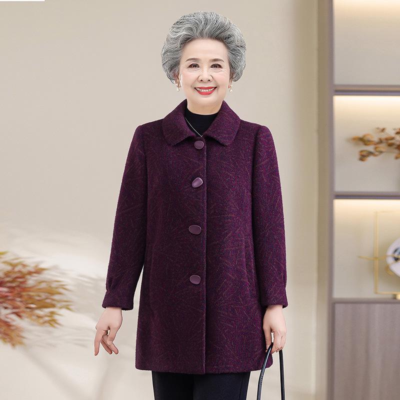 

Mid-Length Imitation Mink Velvet Coat for Middle-Aged and Elderly Women - Winter Padded, Thick, Stylish for Grandma 5XL (for 145-160 lbs)