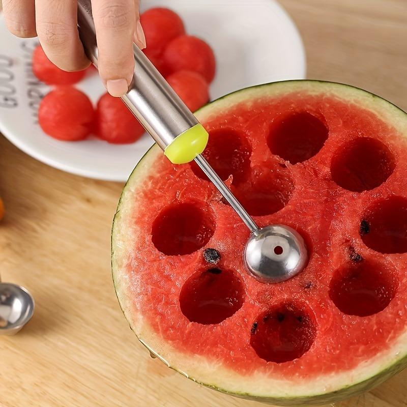 Premium Edelstahl Obstschnitzset, Melonenkugelausstecher Löffel Messerset für Wassermelone, Erdbeere, Ananas Schneiden und Schnitzen