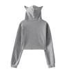 Icrimax Cat Ear Hoodie Women Long Sleeve Cropped Sweatshirts Female Casual Streetwear Crop Tops