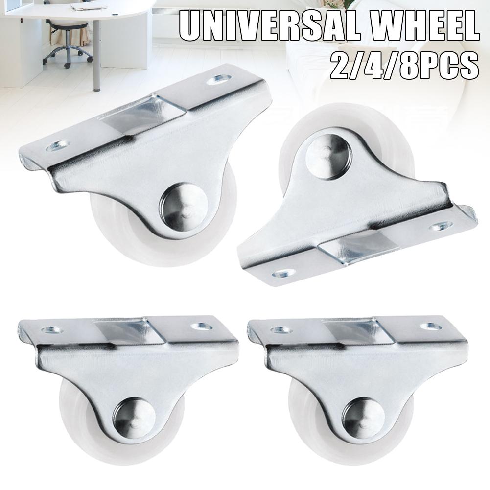 White Rail Fixed Casters Small 1-Way Wheel Furniture Plastic Directional Wheel Wear-resistant Wear-resistant Furniture Casters