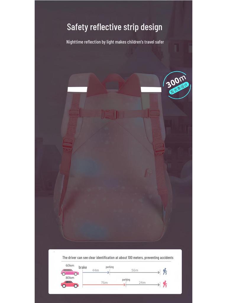 Gradient Color Kids' Backpack with Spine Protection - Rainbow Double-Shoulder for Girls & Boys, Weight-Reducing, Ideal for Elementary School.