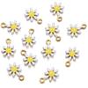 20pcs Enamel Daisy Flower Charms Stainless Steel Pendants Gold Color Beads for Bracelets Necklace Jewelry Making DIY No Fade