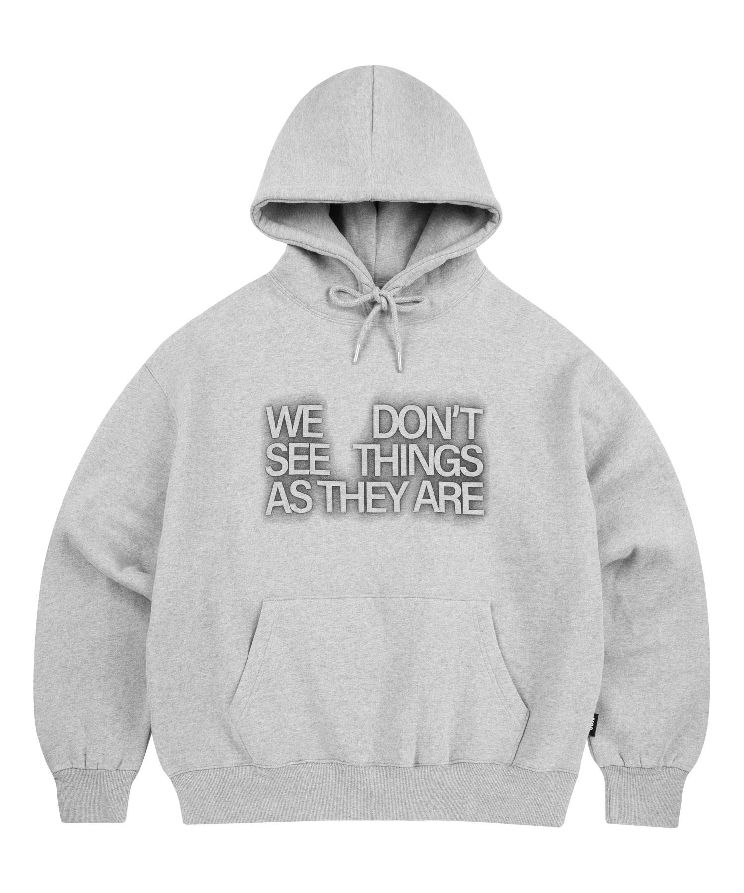 Moo [Fleece-Lined] Peach Skin Blurry Typography Hoodie - Gray L