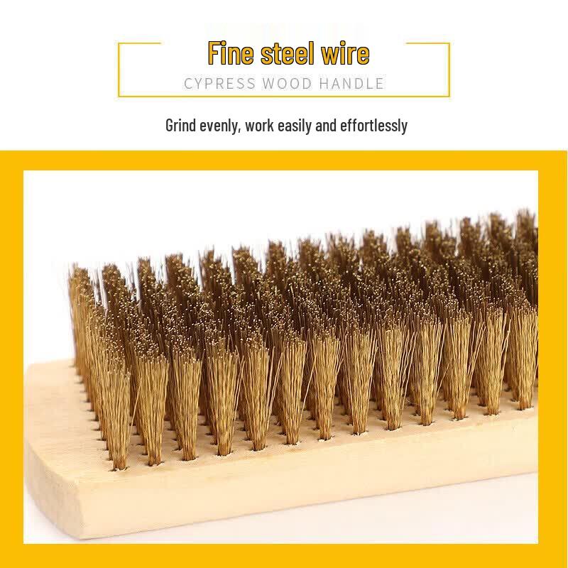 HCNRC Wooden Handle Copper-Plated Wire Brush Set