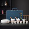 Suet jade tea set Guochao Kung Fu ceramic side handle pot white porcelain gift box business gifts