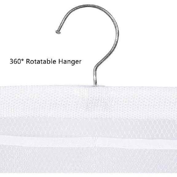 ALYER 6 Storage Pockets Hanging Mesh Shower Caddy,Space Saving Bathroom Accessories and Quick Dry Bath Organizer with Hanger,White