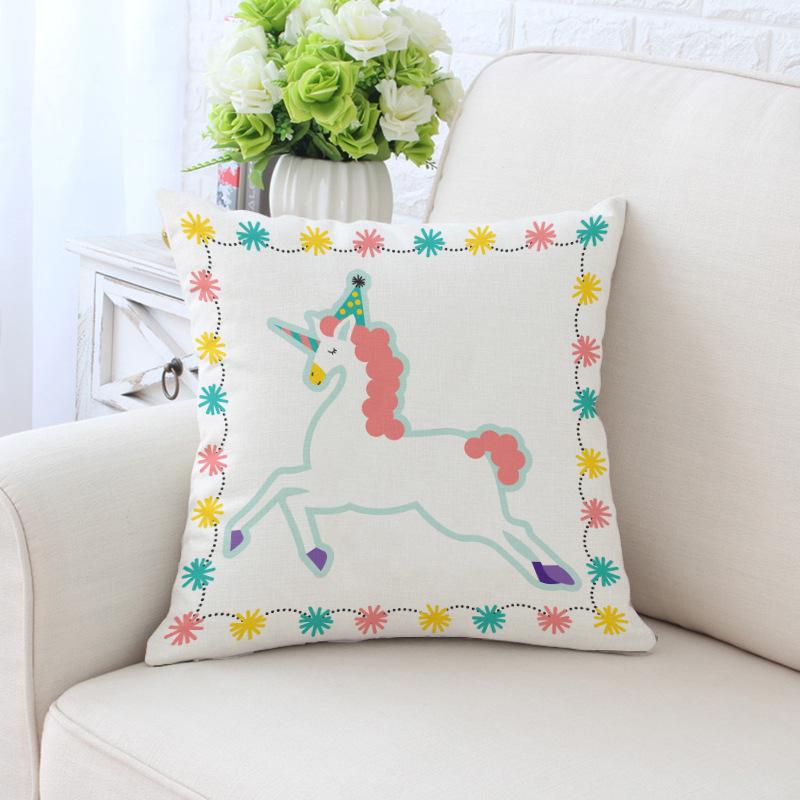 New Unicorn Cushion Cover Hot Polyester Cartoon Unicorn Pillowcase Kids Room Decoration Sofa Couch Throw Pillow Cover Decorative