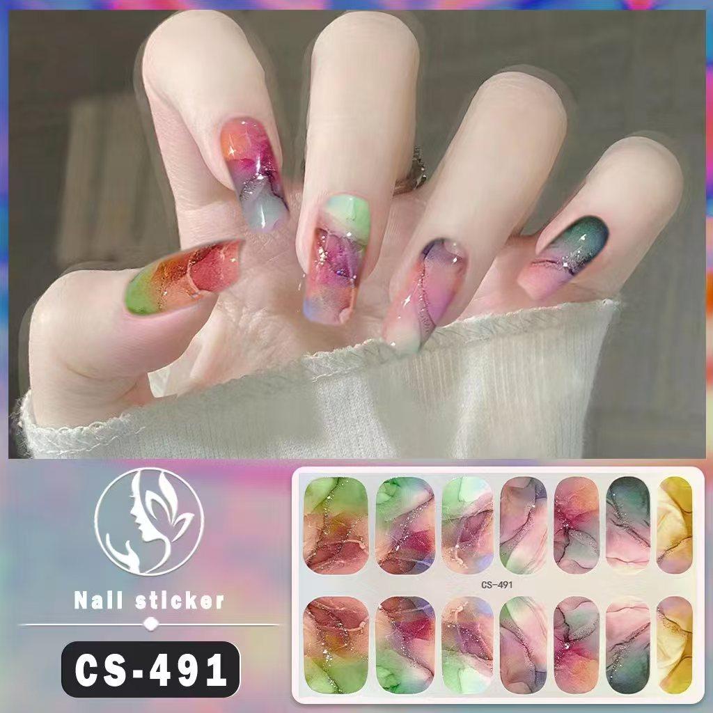 

14pcs/set CS Series Cute Nail Sticker Cartoon Gold foil Fashion Tearable and Durable CS491