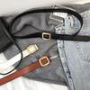 Korean Trendy Womens Style Wide Denim Pants Belt With Automatic Clasp In Classic Black Tan