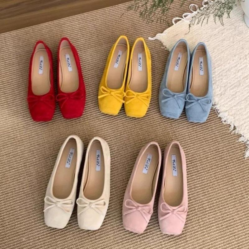 Fashion 2025 French Elegance New Season Suede Low Heel Ballet Flats Bow