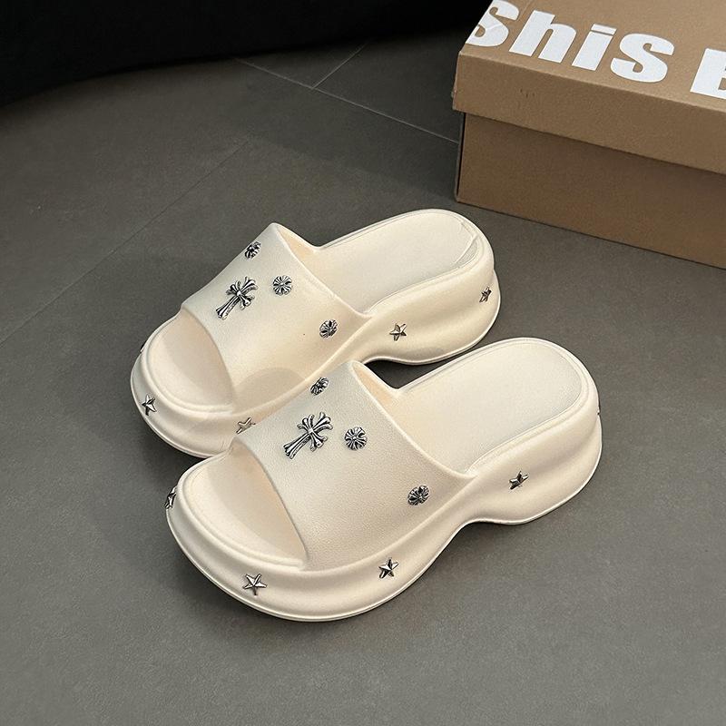 

Fashion and versatile thick bottom one-word drag women s spring and summer new beach wear super soft and cool slippers 40-41