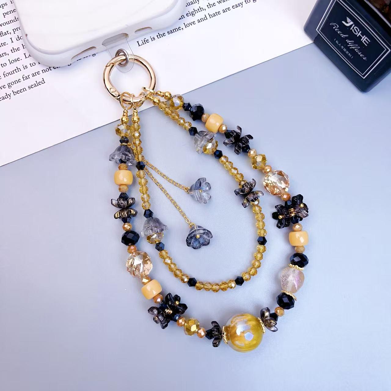 High-End Handmade Crystal Beaded Phone Chain Pendant Keychain for Women