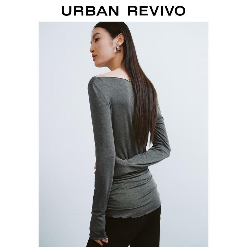 UR2025 Women's Elegant Off-Shoulder Draped Long-Sleeve T-Shirt