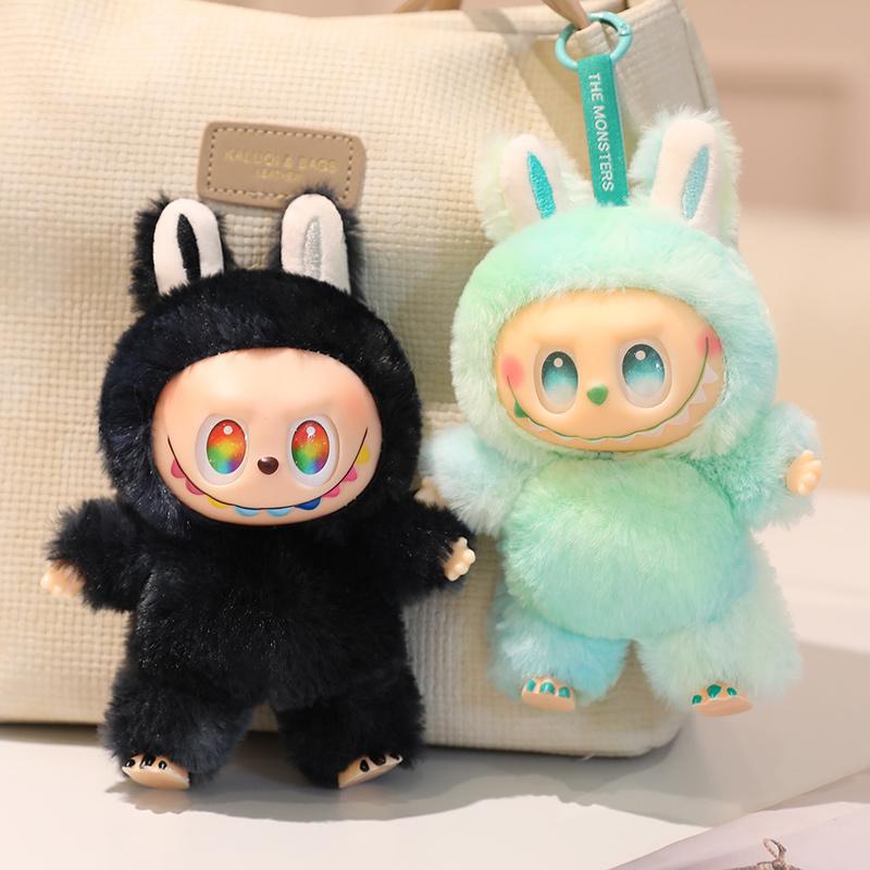 Cartoon Labubu Vinyl Doll Stuffed The Monsters Heartbeat V3 Soft Plushies Bag Pendant Birthday Xmas Gifts Girl Child