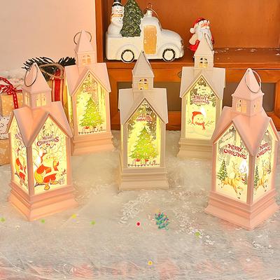 Weihnachtsdekorationen Schloss WindlichterLED Tragbare Leuchtende Nachtlichter Kindergeschenke