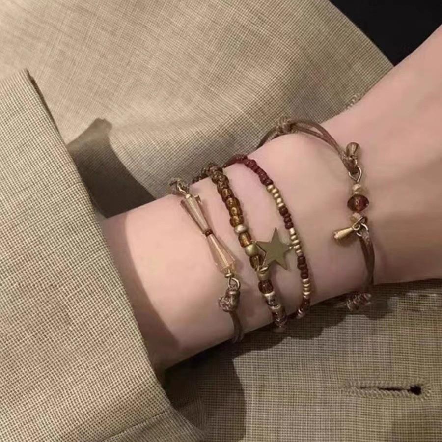 Luxury Vintage Chic Womens Beaded Bracelet With Crystal And Star Elements