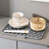 Silicone Drain Mat Thick Dish Drying Mat with Drainage Heat-Resistant Non-Slip Bar Sink Drying Pad for Countertops
