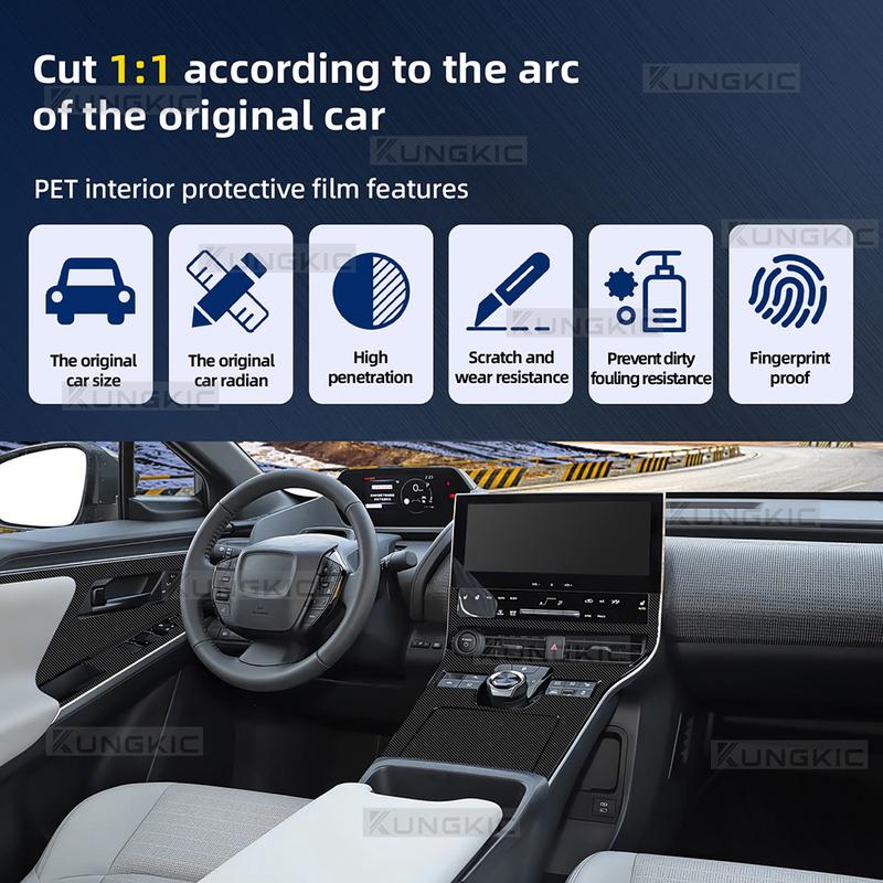 PET-Kohlefaserfolie für Toyota BZ4X Auto-Innenraum Mittelkonsole Kratzfest Widerstandsfähig Aufkleber Zubehör Refit