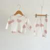 Jaydyequ Baby Pajamas Lightweight Long White Heart 90cm Set, Spring/Summer/Autumn, Cotton, Sleeve, Girls' Loungewear, Print,