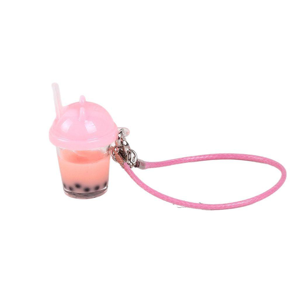 Portachiavi e Cordino Accessorio Tazza Miniatura Tè al Latte e Perle