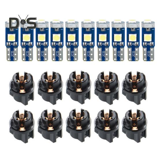 

10 шт. T5 светильник на приборной панели автомобиля, держатель лампы, супер яркий 3030-3SMD чип, поворотный замок, гнездо для авто, приборная панель, лампочки, датчик, комплект светодиодных индикаторов красный