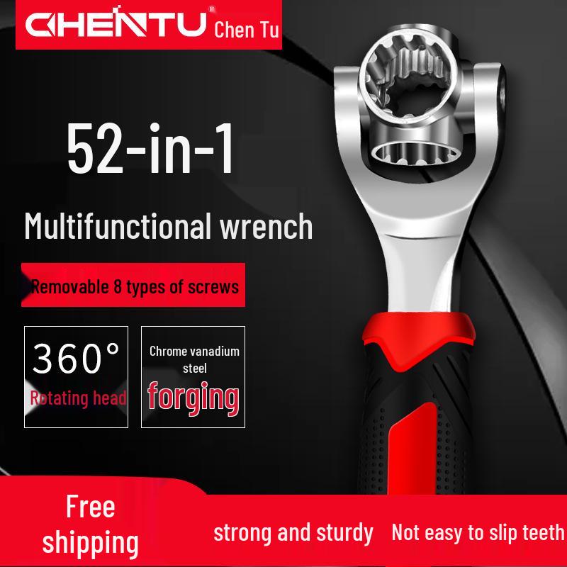 Niemiecki 52-w-1 Wielofunkcyjny Zestaw Kluczy Nasadowych i Uniwersalny Klucz z Obrotową Głowicą 8-w-1