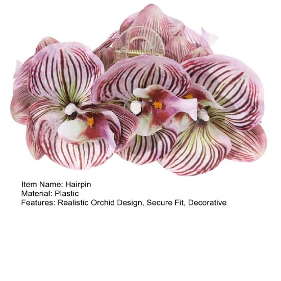 Hair Clamp Realistic Orchid Design Lightweight Decorative Hair Clip Secure Grip Back Head Hair Claw All-day Wear Hair