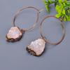 Rose Quartz Rough Stone Friendship Day Hoop Huggie Sisters Gift Earrings Copper V-9