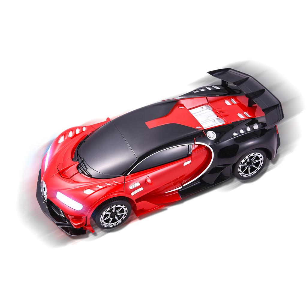 Coche de Control Remoto, Juguetes Transformables para Niños y Niñas, Deformación a Robot con un Botón con Luces a