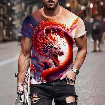Summer Dragon 3D Printed Men's T Shirts Fashion Casual O-Neck Short Sleeve Sportswear Harajuku Cool Streetwear Oversized Tops