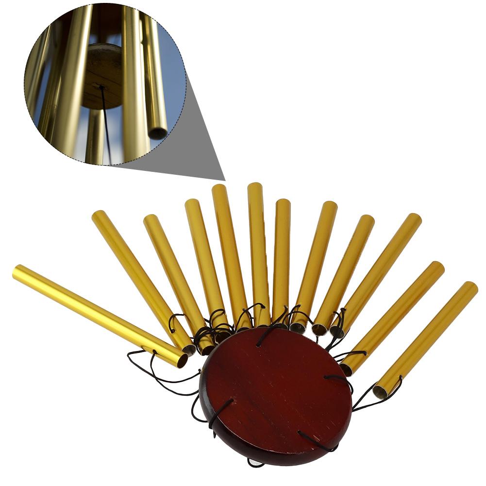 12 Tubes Wind Chime Aluminum Balcony Coffee Shop Gold