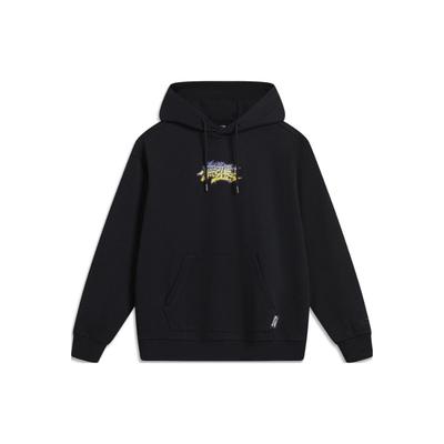 Sudadera con capucha de color sólido colaboración Li Ning X OG Slick Sudadera unisex Negro AWDT443-6