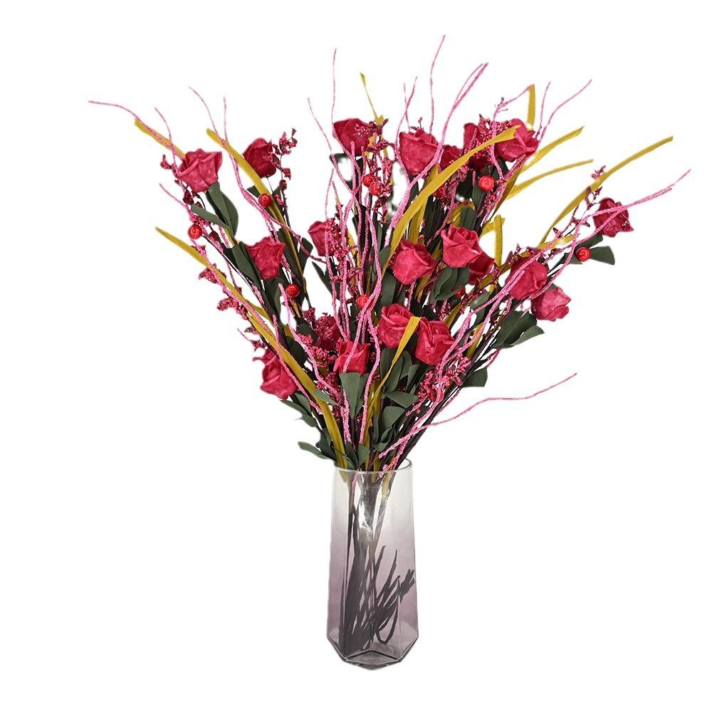 Simulated 3-Head Pe Foam Rose Single, Wedding Arrangement Flower Arrangement Home Ornament Photo European Rose
