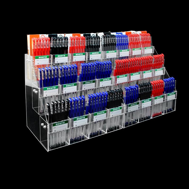Acrylic Pen Display Stand With Price Slot Supermarket Stationery Store Pen Holder Pencil Neutral Pen Ladder Pagoda Rack Shelf