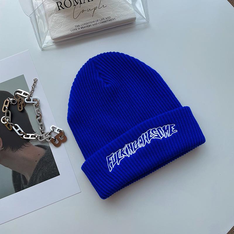 Korean Ins Super Hot Knitted Hat Men Autumn and Winter Retro Embroidery Cold Hat Spring and Autumn Hip Hop Trendy Brand Woolen Hat Women