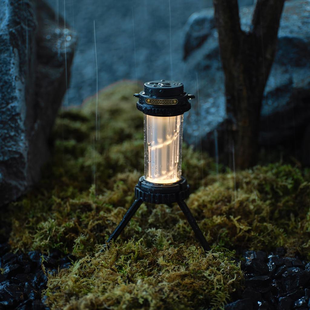 GOODGOODS DS-01G Rechargeable LED Lantern with Tripod Stand, Magnet, Camping Light, Up To 38 Hours of Light, 5 Dimmable Modes, Waterproof, Outdoor Lan